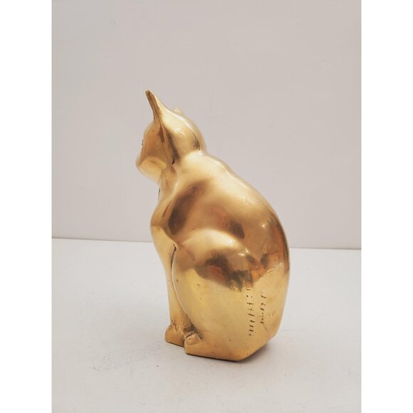 Cat Brass Sculpture, Cute Old Vintage Animal Brass Figurine, Handmade Mini , - Picture 5 of 10
